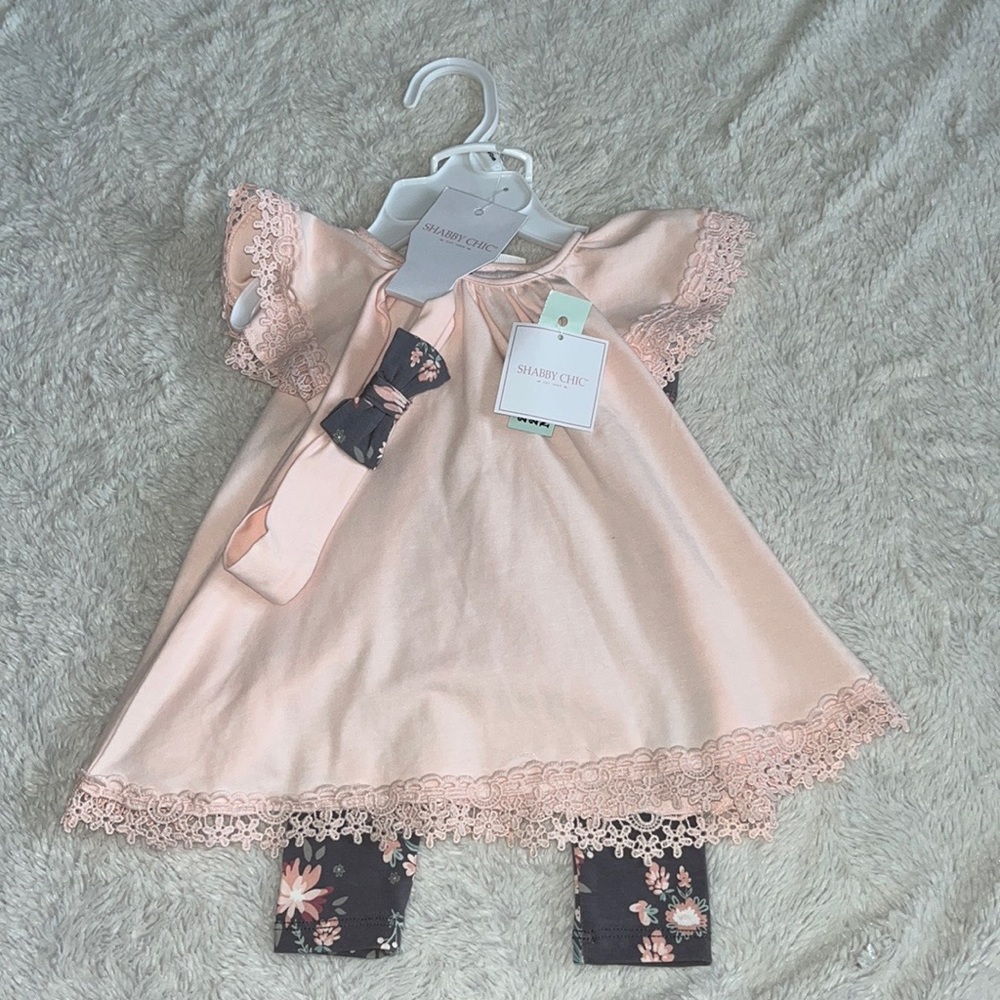 Shabby Chic Pink Floral Kids Matching Set